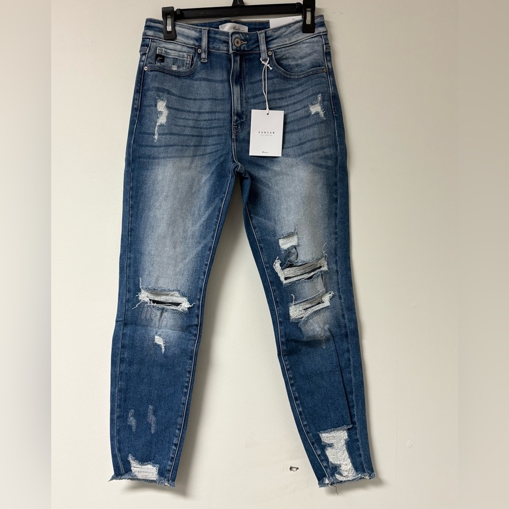 KanCan Women’s Dark Blue Ripped Skinny Jeans Fall is coming!